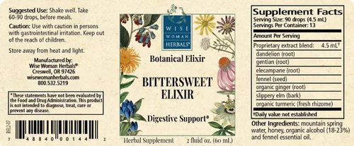 Miniatura 5 de Wise Woman Herbals Elixir agridulce, tónico amargo digestivo a base de hierbas, estimula el apetito y la digestión saludable, alivia la hinchazón