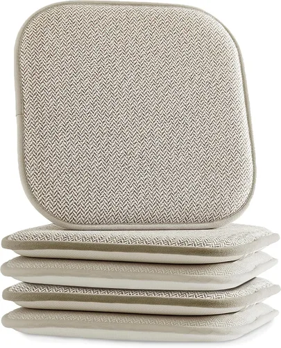 Elegant Comfort Paquete de 4 fundas de cojín para silla, respaldo de goma antideslizante, 16 x 16 pulgadas, fundas gruesas de asiento de forma