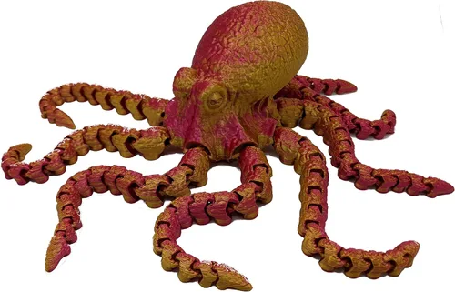 Miniatura 22 de Pulpo impreso en 3D – Personalizable, hecho a pedido Modelo animal articulado (pequeño, morado con tentáculos verde lima)