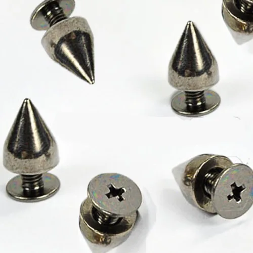Miniatura 4 de RUBYCA 30 juegos de 0.354 in color negro plomizo bala cono de espiga de metal tornillo trasero DIY cuero-artesanía