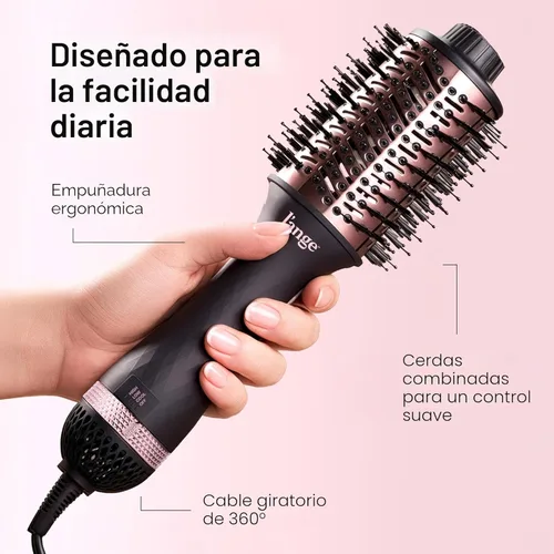 Miniatura 7 de L'ANGE HAIR Le Volume 2 en 1 cepillo secador de pelo de titanio Cepillo de aire caliente para secado y peinado del cabello Barril ovalado iónico