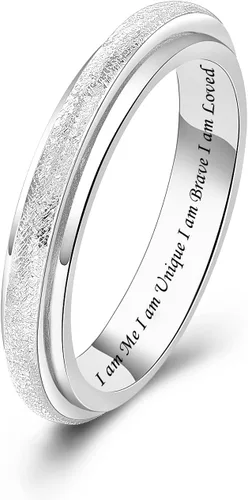 Miniatura 7 de Sterling Silver Spinner Fidget Ring Anti Anxiety Worry Relieving Boredom ADHD Autism Band Ring for Women Men
