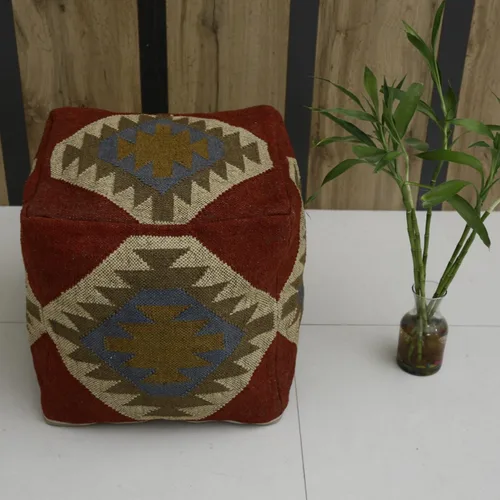 Miniatura 2 de Trade Star Funda tejida a mano para puf kilim, funda decorativa para puf de asiento hecho a mano, funda de puf otomano de lana de yute auténtico