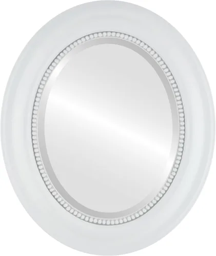Miniatura 16 de OVALCREST Espejo de pared ovalado biselado para decoración del hogar, estilo patrimonial, espray plateado, dimensiones exteriores de 25 x 29 pulgadas