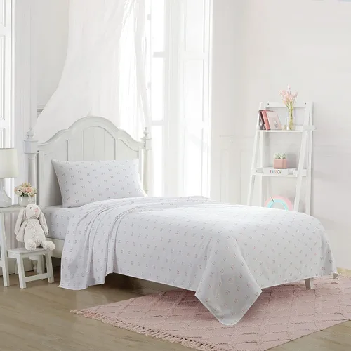 Laura Ashley Juego de sábanas para niños, ultra suave y transpirable, con fundas de almohada a juego, resistente a las arrugas, artículos esenciales