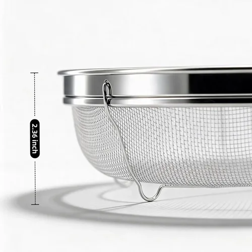 Miniatura 3 de Colador de malla fina para cocina, tazón de colador de acero inoxidable para pasta, arroz, fruta, cestas de malla metálica con base de reposo