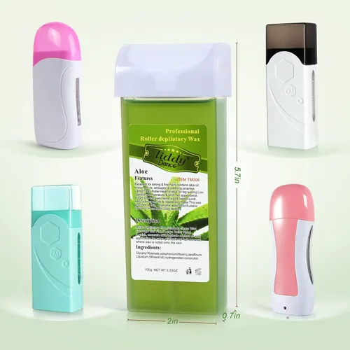 Miniatura 3 de Cera de depilación, repuesto de cera, cartucho de rodillo de cera suave para kit de depilación, cera depilatoria de aloe para pieles sensibles