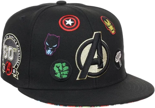 Miniatura 3 de Marvel 60th Anniversary Comic UV ajustable Snapback Flat Bill Cap negro
