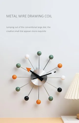 Miniatura 4 de NUOVO Reloj de pared de 13 pulgadas multicolor de mediados de siglo, creativo, silencioso, cuarzo, divertido, decorativo, hogar, sala de estar
