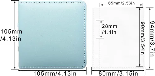 Miniatura 6 de Mini álbum de fotos, soporte para tarjetas de fotos azules, tarjetas fotográficas Kpop de piel sintética de 3 anillos, álbum de películas de fotos