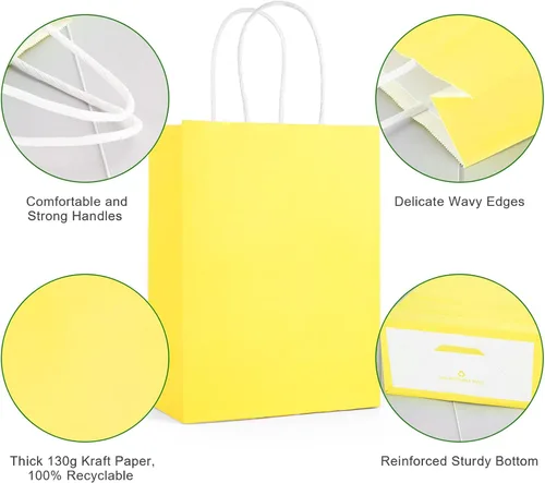Miniatura 3 de SIMPLECOOL 25 bolsas de regalo de papel pequeñas con asas de 5.9 x 3.1 x 8.3 pulgadas, bolsas de regalo a granel para fiestas, cumpleaños, bodas