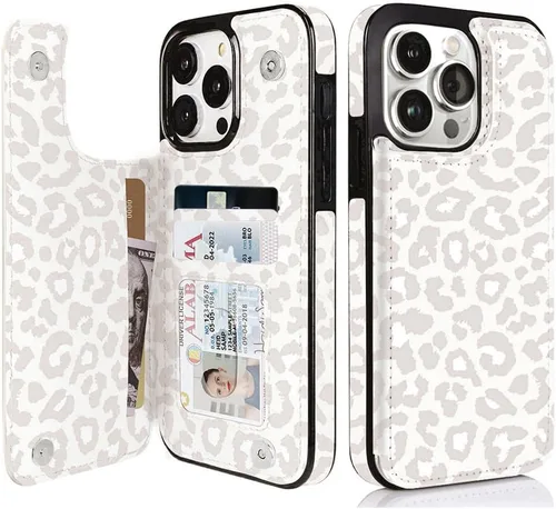 Miniatura 19 de uCOLOR Funda compatible con iPhone 15 de 6.1 pulgadas con ranura para tarjetero, función atril, doble cierre magnético y bloqueo RFID, funda de 6.1