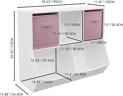 Miniatura 3 de Estantería para niños, organizador de almacenamiento de juguetes de 4 cubos, estantería para niños pequeños, estantes para habitación de niños, sala