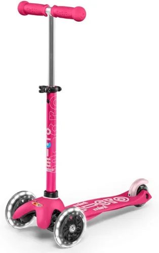 Micro Kickboard | Mini scooter LED para niños de 2 a 5 años | Niños de hasta 110 libras | Diseño de 3 ruedas inclinadas para dirigir | Barra en T