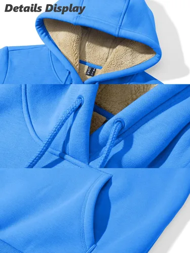 Miniatura 39 de MAGCOMSEN Sudaderas con capucha para mujer, con forro de sherpa, de vellón, para invierno, cálido, pesado, de algodón, con bolsillo