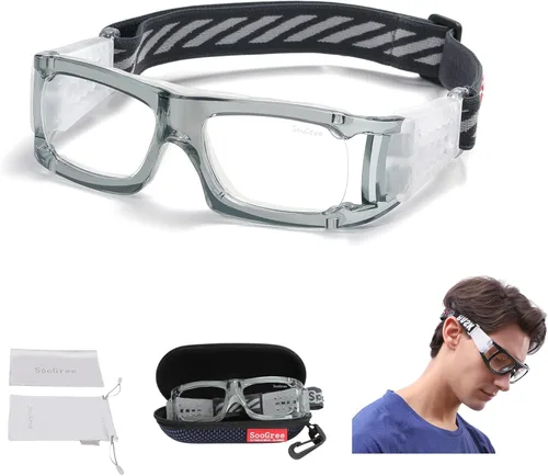 Miniatura 21 de SooGree Sports Glasses - Racquetball Goggles Basketball Football Eye Protective Almohadilla de nariz blanca con marco gris G8042