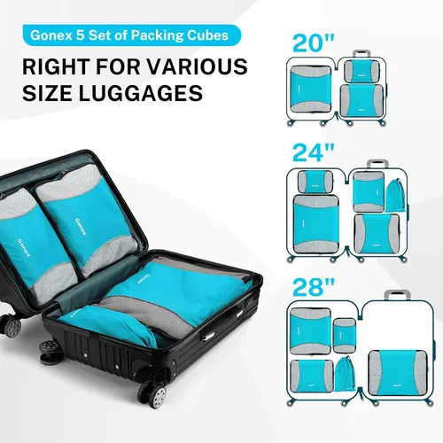 Miniatura 3 de Gonex Packing Cubes for suitcase, 9 Set Lightweight Travel Luggage Packing Organizers with Laundry Bags Travel Essentials Travel Bags for Carry on