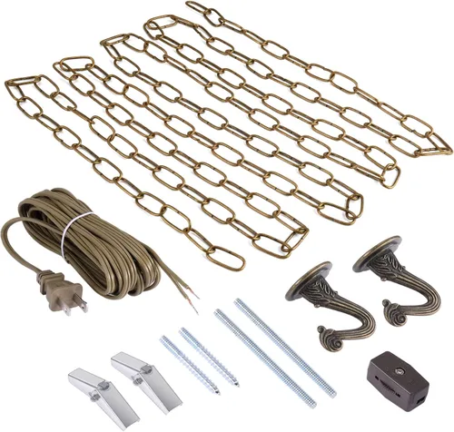 Miniatura 2 de Canomo Kit de luces Swag con cadena de araña de 12 pies y cable de luz de 15 pies, instrucciones incluidas para candelabro, luz colgante y luz