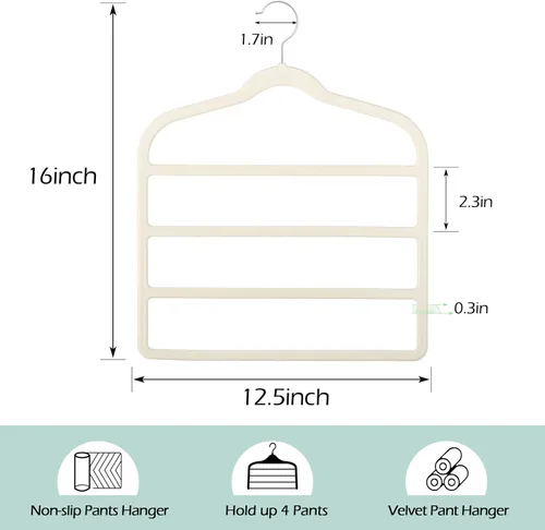 Miniatura 6 de Percha de terciopelo para pantalones y pantalones cortos que ahorran espacio, antideslizante para pantalones cortos, perchas de terciopelo múltiple