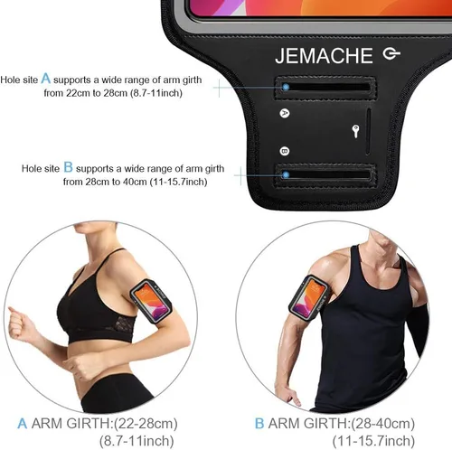 Miniatura 5 de Brazalete para iPhone 17 16 15 Pro Max con soporte para auriculares, JEMACHE Gym Running Workouts Arm Band para iPhone Air, 17, 16, 15, 14, 13, 12