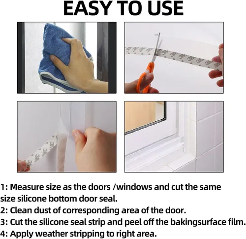 Miniatura 6 de Tira de Sellado para Puerta, 10 MT Tope de Corriente de Puerta Adhesivo Tiras de Sellado de Silicona Ideal para Puertas, Ventanas, Vidrio de Ducha