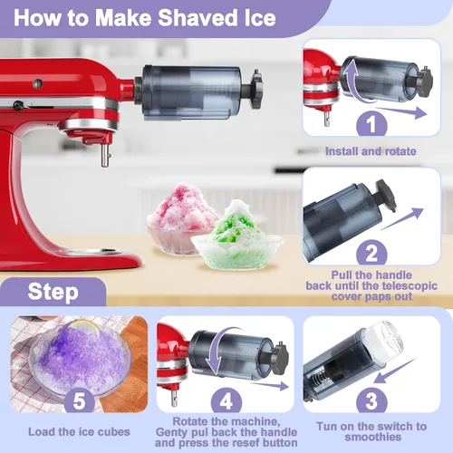 Miniatura 4 de Accesorio de Hielo Afeitado para Batidora de Soporte KitchenAid con 16 Moldes de Hielo, Fabricante de Conos de Nieve, Accesorios de Afeitadora