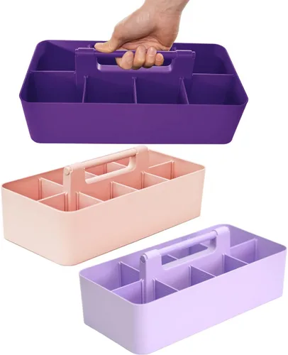 Miniatura 23 de Cesta grande portátil, divisores DIY, 8 compartimentos, organizador para suministros escolares, de oficina, para el hogar y negocios, cesta portátil