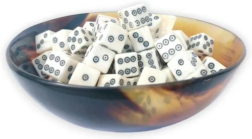 Miniatura 5 de D6 Juego de 6 dados vikingos/medievales para apuestas (9/16 pulgadas o 0.551-0.591 in) de grosor (hueso, 0.551 in)