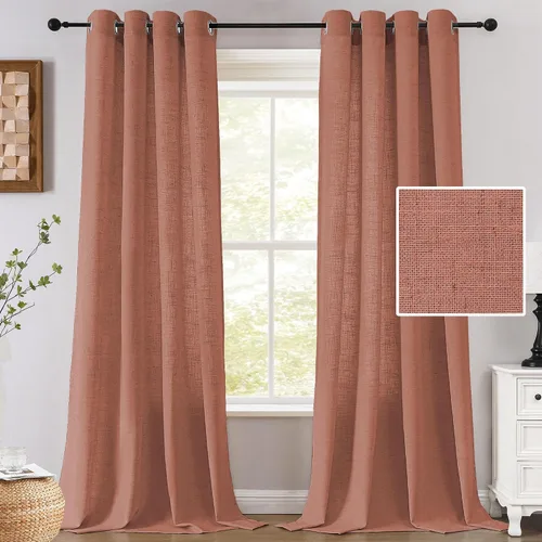 Miniatura 11 de H.VERSAILTEX Cortinas de lino de 63 pulgadas de largo, cortinas de granja completamente filtrantes de luz, juego de 2 paneles de cortina