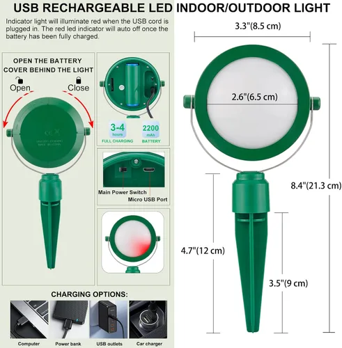 Miniatura 5 de Luz de paisaje inalámbrica recargable, iluminación de jardín que cambia de color, foco impermeable al aire libre con control remoto, utilizado
