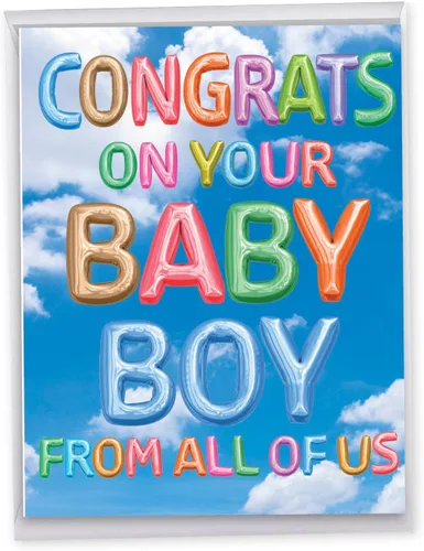The Best Card Company, Tarjeta de bebé jumbo para niños (8.5 x 11 pulgadas), saludo para nuevos padres (no 3D o elevados), mensajes inflados - Para