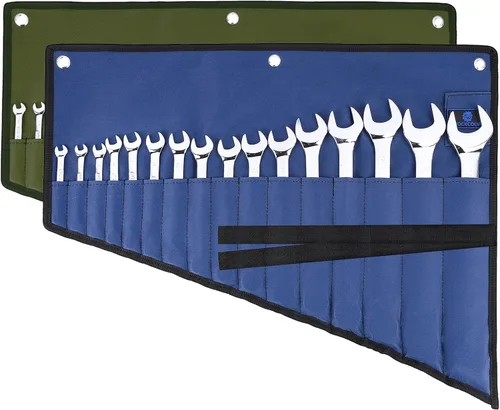 Miniatura 11 de Organizador de rollos de llaves de 16 bolsillos, bolsa de herramientas enrollada con tela Oxford resistente al agua, color azul