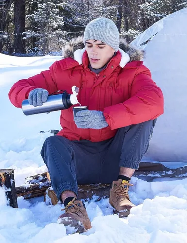 Miniatura 4 de Abrigo largo de invierno para hombre, con capucha, forro polar cálido y resistente al agua