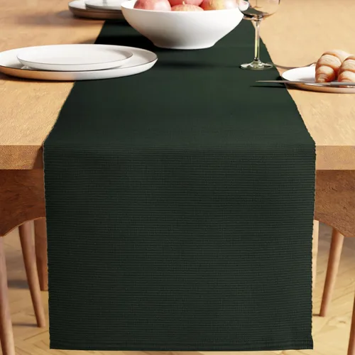 Miniatura 26 de Encasa XO Camino de mesa de comedor de 13 x 72 pulgadas Algodón acanalado fino teñido con hilo Azul escalera Lavable a máquina Escalera Azul