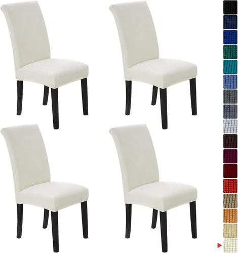 Miniatura 38 de Juego de 6 fundas elásticas para sillas de comedor, fundas para sillas de comedor lavables y removibles, fundas para sillas de comedor protectoras