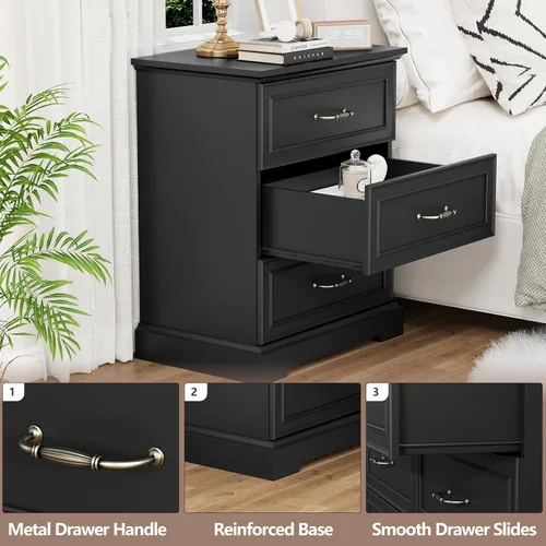 Miniatura 5 de Thacuok Cómoda de 3 cajones para dormitorio, cómoda de madera de 24 pulgadas de ancho, cómoda rústica de granja con cajones grandes y asas de metal