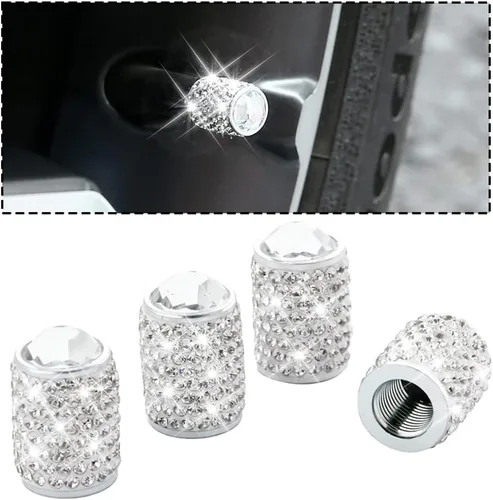 zipelo Tapas de vástago de válvula brillantes, paquete de 4 fundas de válvula de neumático de automóvil con diamantes de imitación, tapa a prueba de