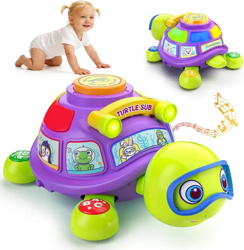 Miniatura 7 de ToddlerCley Juguetes para bebés de 6 a 12 meses, juguetes para gatear de tortuga musical para bebés de 7, 8, 9, 10 meses, juguete iluminado