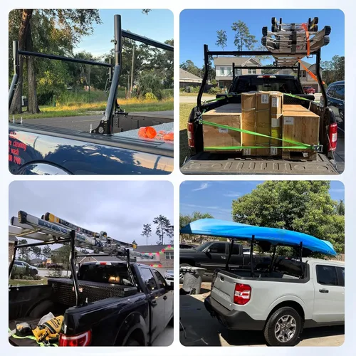 Miniatura 7 de JY PERFORMANCE Bastidores de escalera para camión, capacidad de 800 libras, bastidor de escalera extensible para caja de camioneta, acero resistente
