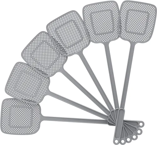 Miniatura 7 de MR.SIGA Matamoscas de mango largo resistente, gris, paquete de 6