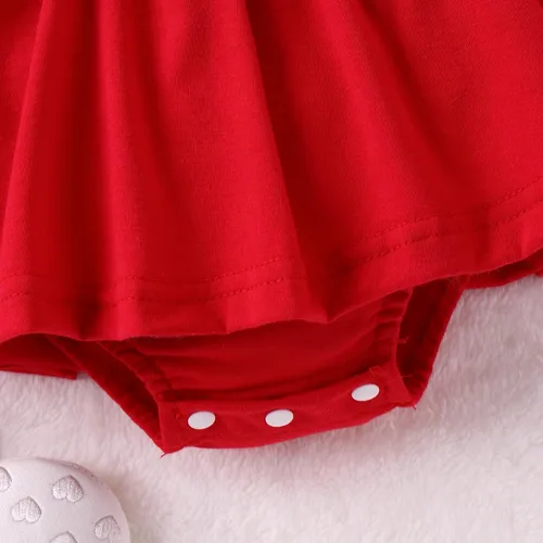 Miniatura 7 de VISGOGO Mameluco para el día de San Valentín para niña pequeña, con volantes, manga larga, estampado de corazón, con diadema