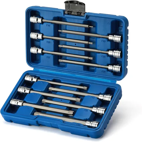 Miniatura 6 de EMENTOL 12 piezas 3/8" de transmisión Extra Largo Juego de enchufes de brocas torx, CR-V, acero S2, juego de enchufes de brocas de estrella de 5.9
