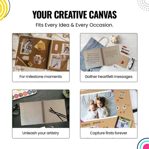 Miniatura 9 de Modern Shop Álbum de recortes Papel Kraft extra grueso con tapa dura - 8 x 8 210gsm, 60 páginas