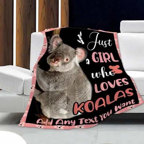 Miniatura 2 de Just A Girl Who Loves Koalas - Mantas personalizadas con nombre anílico, regalo divertido para niñas/niños, para sofá, cama, dormitorio, sala