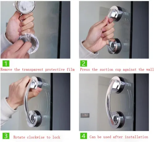 Miniatura 4 de KAFENDA Manijas de vidrio para puertas y ventanas, puertas correderas de baño, pasamanos de ducha. Reposabrazos con ventosa para armarios, armarios