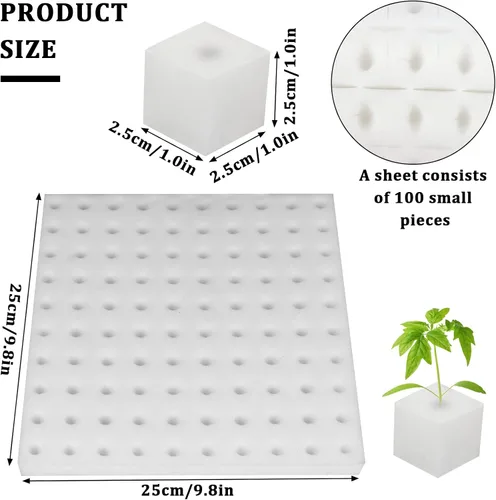 Miniatura 2 de 200 esponjas hidropónicas, herramienta de jardinería, cultivo sin suelo, esponjas de siembra, esponja de cultivo, invernadero para crecimiento