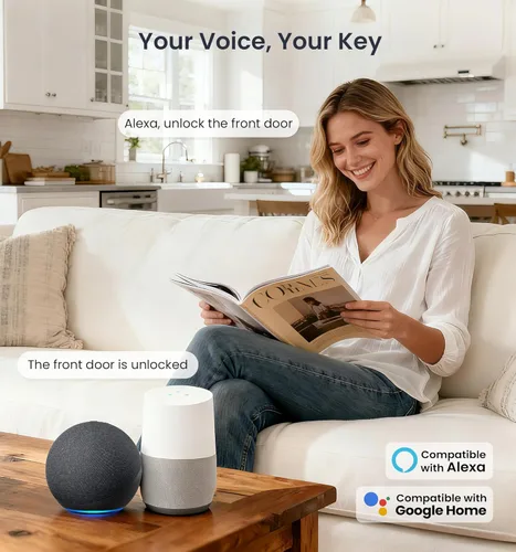 Miniatura 10 de Veise VE012W-K - Cerradura inteligente de huellas dactilares WiFi integrada con 2 perillas, no necesita concentrador, control remoto por aplicación