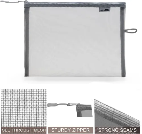 Miniatura 7 de SUPACOOL Bolsa de maquillaje de malla de viaje, bolsas organizadoras de cosméticos con cremallera, bolsas organizadoras de pañales, bolsa de nailon