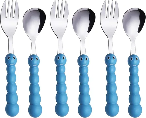 Miniatura 9 de ANNOVA Juego de cubiertos para niños, 6 piezas, cubiertos para niños de acero inoxidable (6FS, conejo)