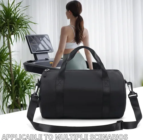 Miniatura 8 de Mini bolsa de gimnasio para mujer, bolsa de lona pequeña, mini bolsa de gimnasio, bolsa deportiva para yoga, natación, baile (negro)